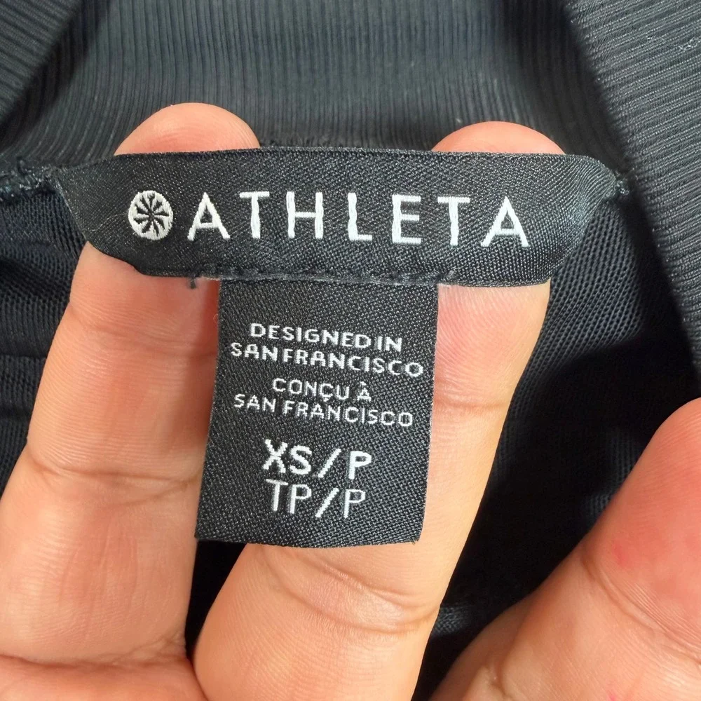 Athleta Womens Black High Rise Flare Bootcut Pants Zip‎ Pockets Slit Hem XS